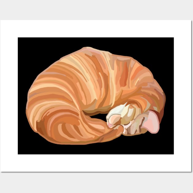 Ginger Orange Croissant Cat Wall Art by Art by Deborah Camp